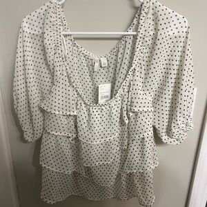 Polka Dot Ruffle Blouse
